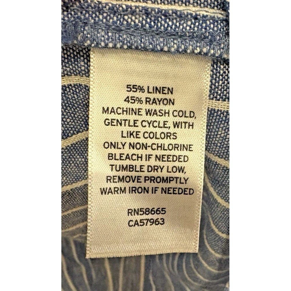 Caslon Shirt Dress Women's Large 3/4 Sleeve Blue Stripe Pockets Linen Blend NEW - Picture 11 of 11